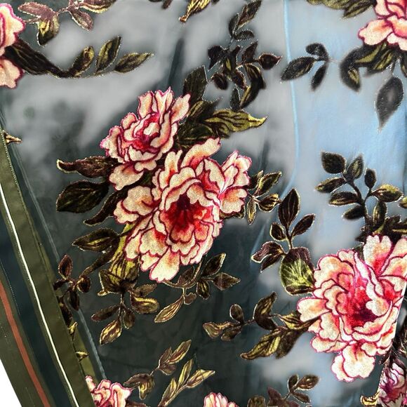 Aratta Silent Journey Viola Burnout Velvet Kimono Floral Rose Stripe Boho One Sz - Picture 7 of 15